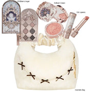 Flower Knows Swan Ballet Makeup Set – 6-Color Eyeshadow Palette, Embossed Blusher, Shine Lipstick & Cosmetic Bag (All-In-One Kit)