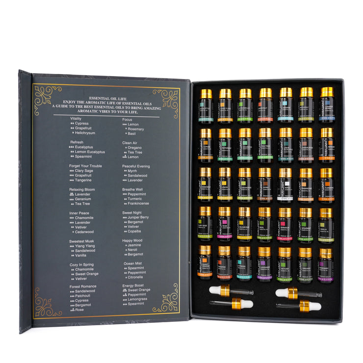 MAYJAM 35-Bottle Aromatherapy Essential Oil Gift Set – Includes Lavender, Jasmine, Eucalyptus, Vanilla, Peppermint, Sandalwood & More