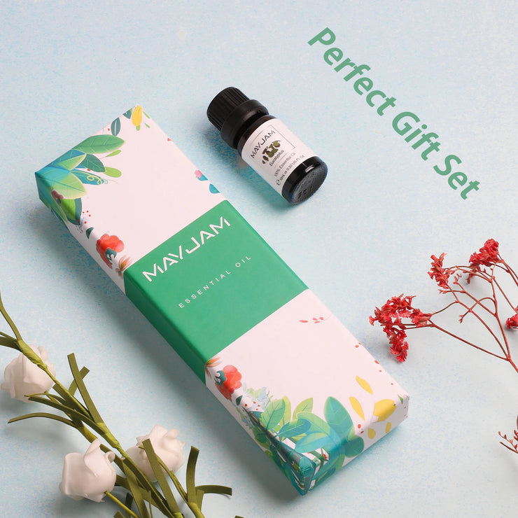 MAYJAM Essential Oils Gift Set – 6x10ml Bottles: Lavender, Eucalyptus, Peppermint, Tea Tree, Sweet Orange & Lemongrass
