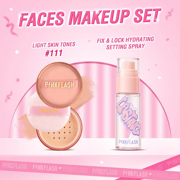 PINKFLASH Full Makeup Set – Waterproof & Long-Lasting Kit with Mascara, Eyeliner, Foundation, Lipstick & Eyeshadow