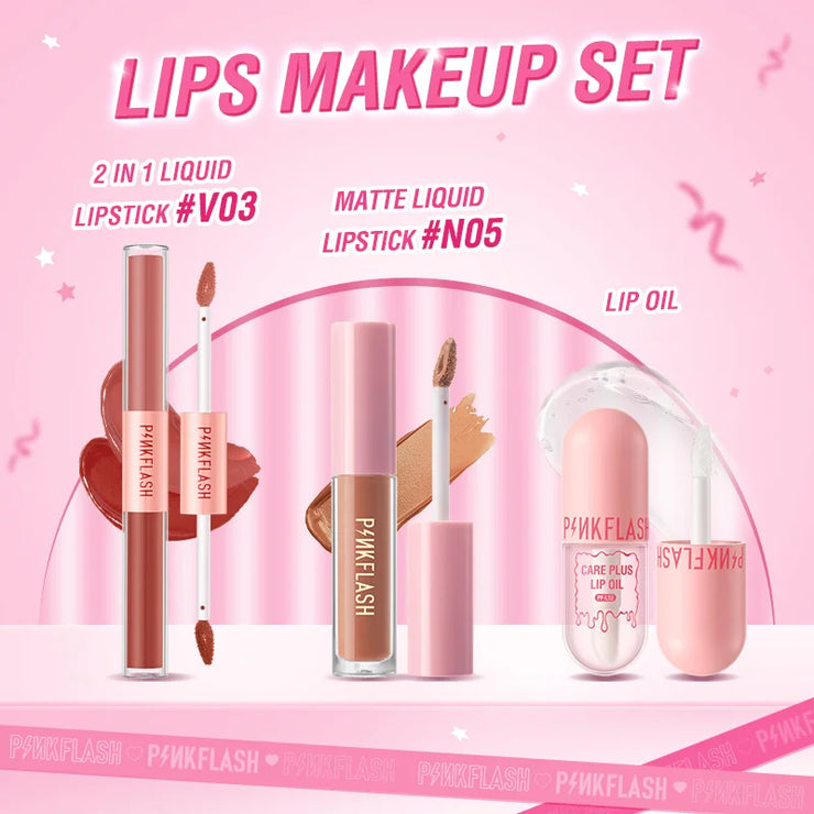 PINKFLASH Full Makeup Set – Waterproof & Long-Lasting Kit with Mascara, Eyeliner, Foundation, Lipstick & Eyeshadow