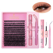 Makeup Brushes & Sponges Set – Pink Puff, Headband, Wristbands, and 8–16mm DIY Eyelash Extension Kit