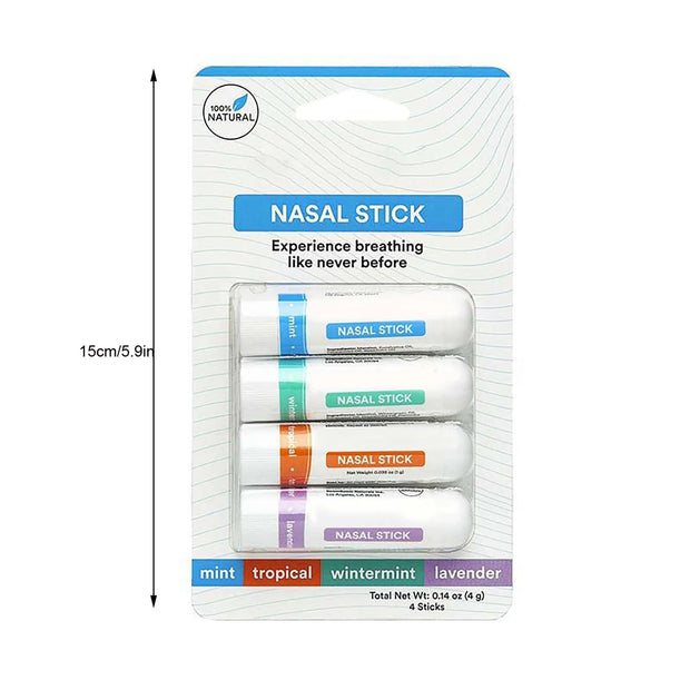Nasal Stick (4 Pack) – Boosts Focus, Enhances Breathing & Provides Fresh Sensation | Aromatherapy Inhaler with Essential Oils