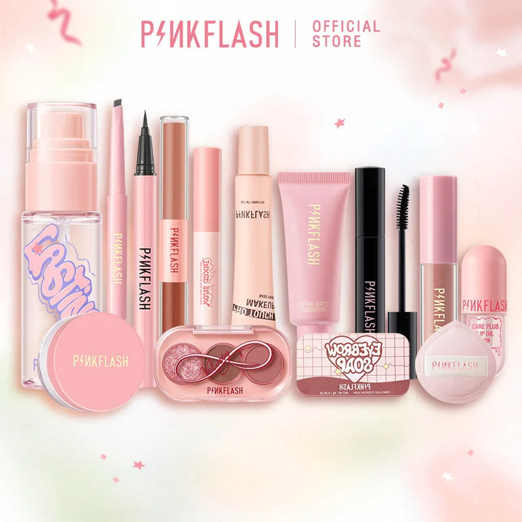 PINKFLASH Full Makeup Set – Waterproof & Long-Lasting Kit with Mascara, Eyeliner, Foundation, Lipstick & Eyeshadow