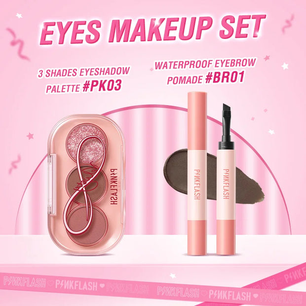 PINKFLASH Full Makeup Set – Waterproof & Long-Lasting Kit with Mascara, Eyeliner, Foundation, Lipstick & Eyeshadow