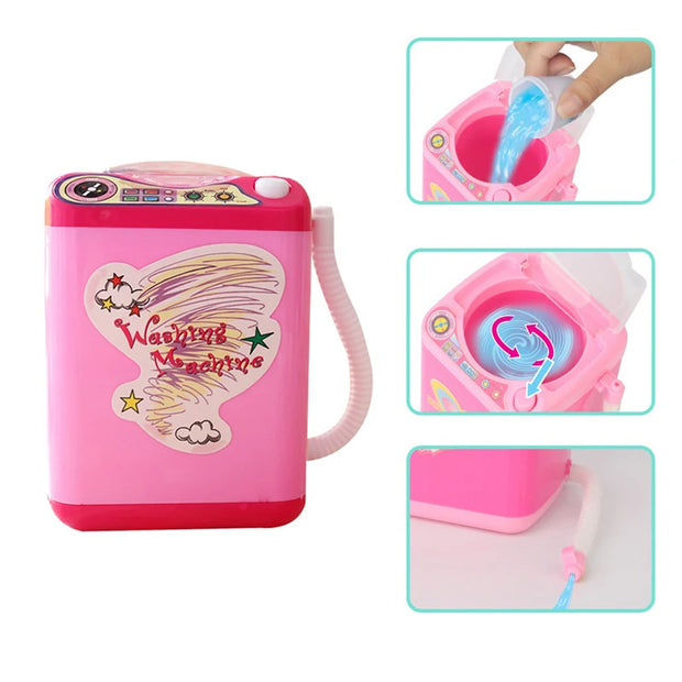 Mini Electric Makeup Brush Cleaner – Child-Sized Powder Puff & Sponge Washing Machine for Dry & Wet Use