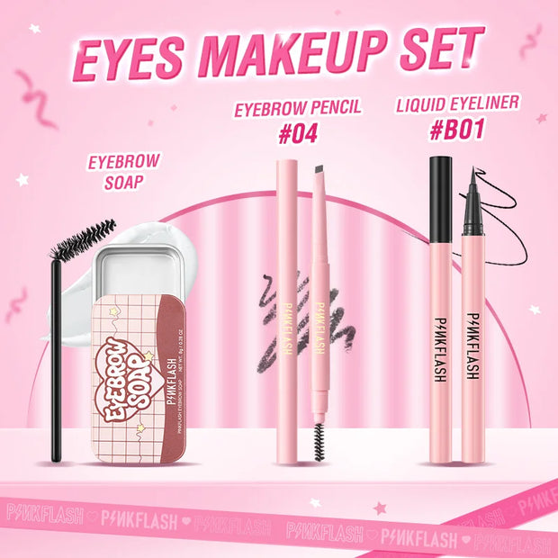 PINKFLASH Full Makeup Set – Waterproof & Long-Lasting Kit with Mascara, Eyeliner, Foundation, Lipstick & Eyeshadow
