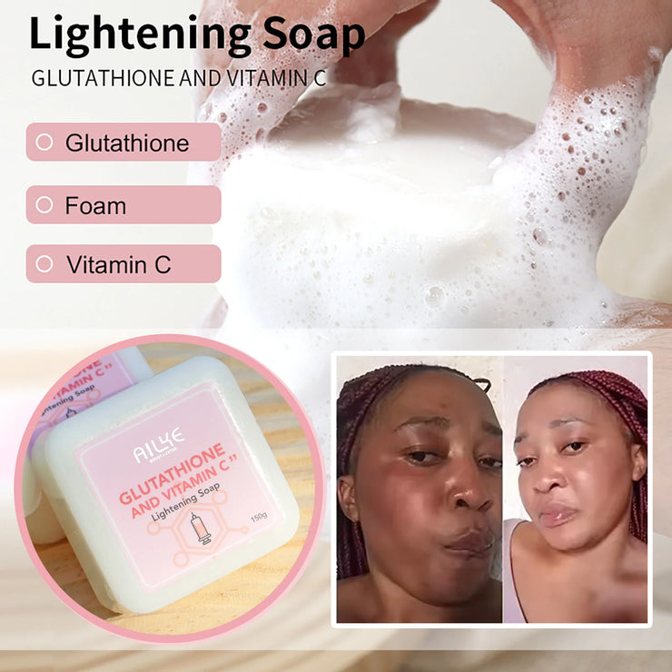 AILKE Glutathione & Vitamin C Kit,With Whitening Lotion,Moisturizing Cream,Lightening Soap, Spa Oil,Glowing Body Cream,Gift Set