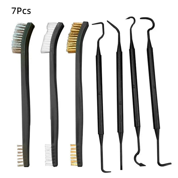 Multipurpose Car Detailing Tool Set – Wire Brushes & 4 Nylon Picks with Double-Headed Brush for Cleaning