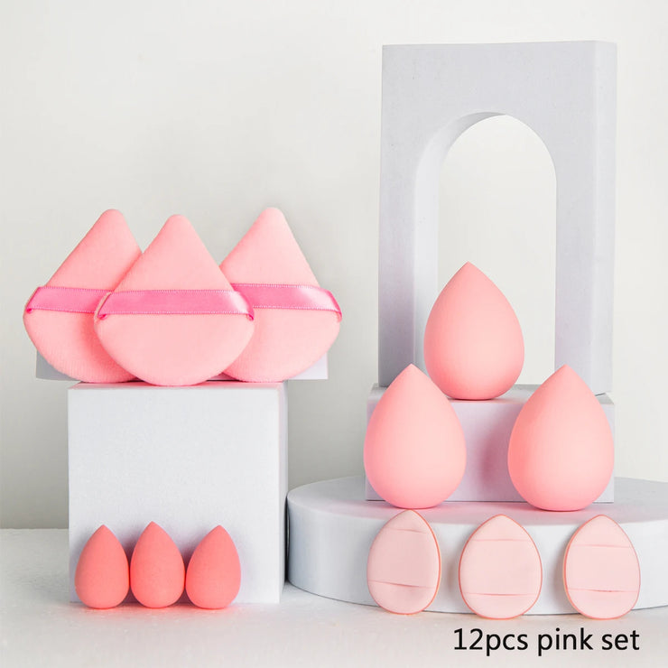 Makeup Brushes & Sponges Set – Pink Puff, Headband, Wristbands, and 8–16mm DIY Eyelash Extension Kit