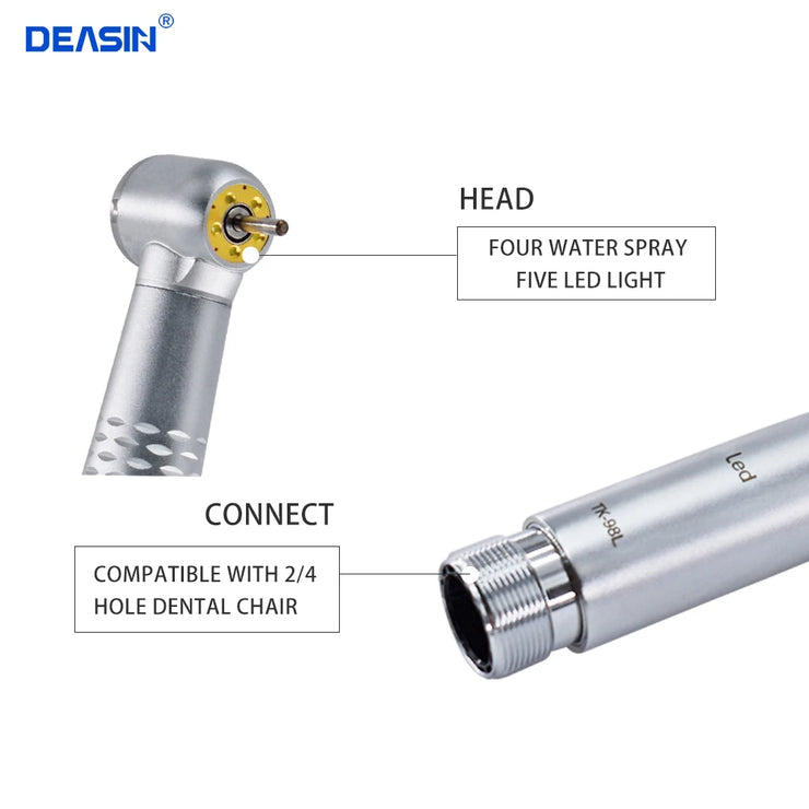 Dental 5 LED E-Generator Handpiece Kit – Low-Speed Turbine with Inner Spray for Teeth Polishing